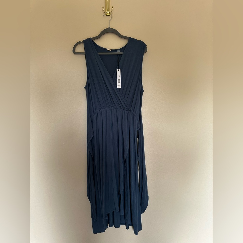 New T Tahari Lake Life Blue Sleeveless Dress Large
